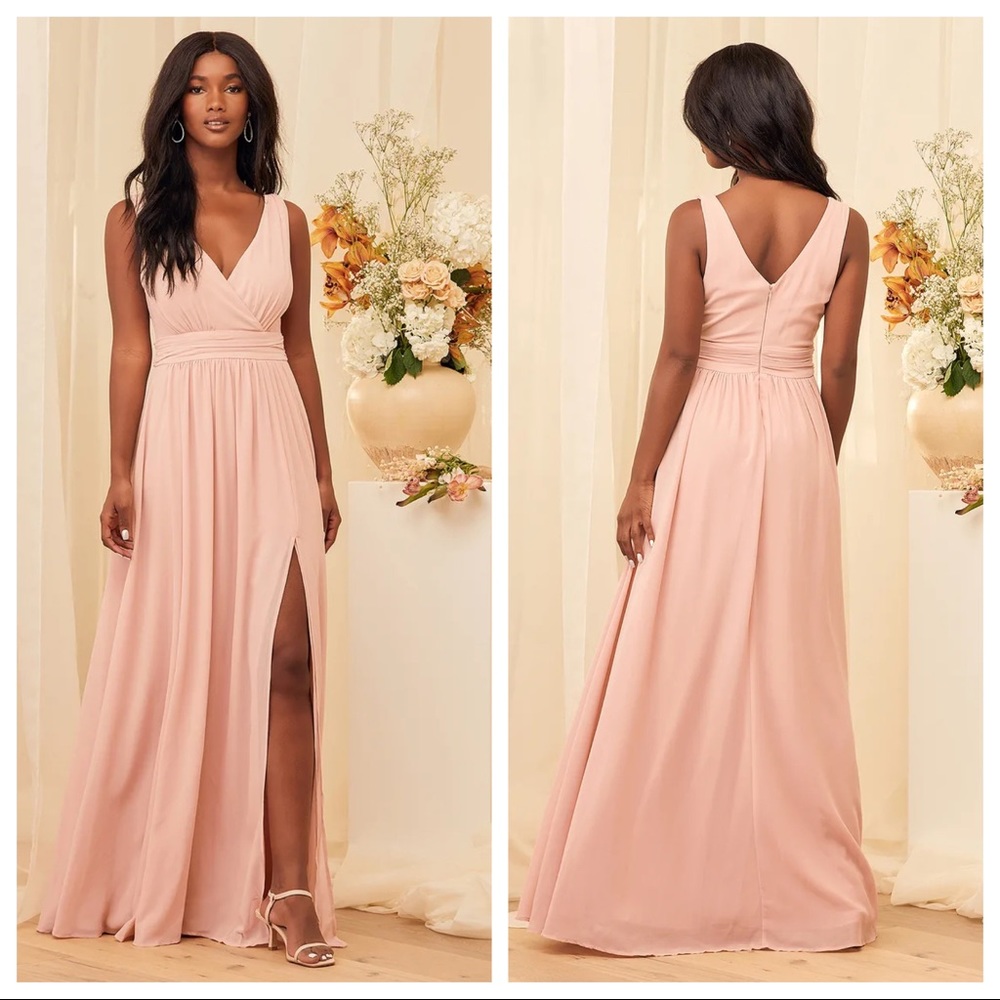 Lulu’s Thoughts of Hue Blush Surplice Maxi Dress